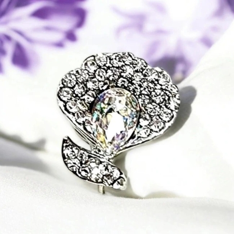 Ghim cài áo đính đá mini hình vỏ sò 2x2cm