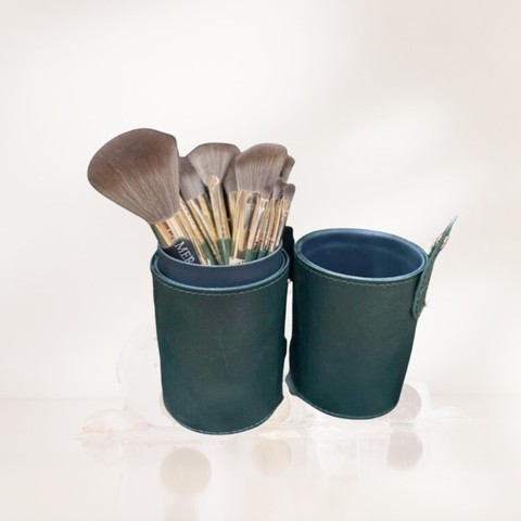 Bộ 14 Cọ Trang Điểm Kèm Cốp Trụ Da Đựng Màu Xanh G