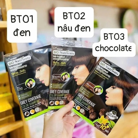 Gói gội nhuộm phủ bạc Bio Nutrients Color Shampoo 30ml