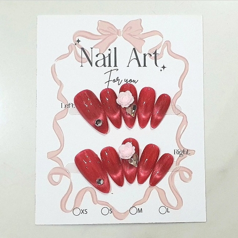 H03. Set 10 móng tay giả mắt mèo kèm keo và giũa móng