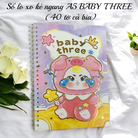 Sổ lò xo kẻ ngang A5 BABY THREE  (40 tờ cả bìa)