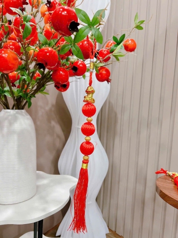 Dây Treo 3 Quả Lồng Đèn Tua Rua , Treo Tết Con Rắn 40cm