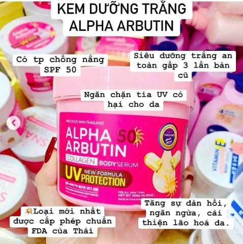 Kem Dưỡng TrChống Nắng Alpha Arbutin Collagen Body Serum SPF50 500g Thái Lan