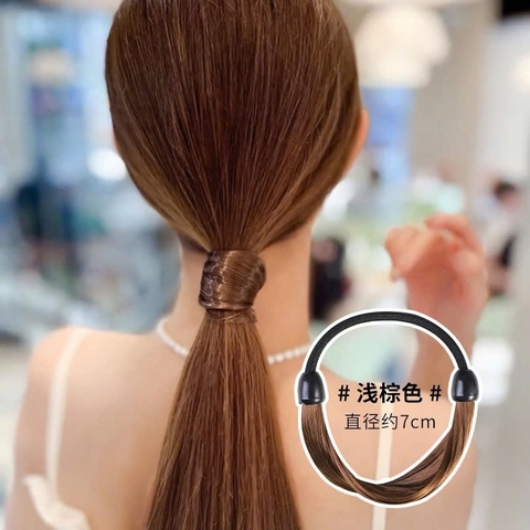 T8. Dây buộc tóc phối tóc giả phong cách Hàn quốc