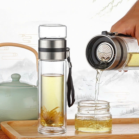 Bình pha trà thuỷ tinh 2 ngăn 450ml