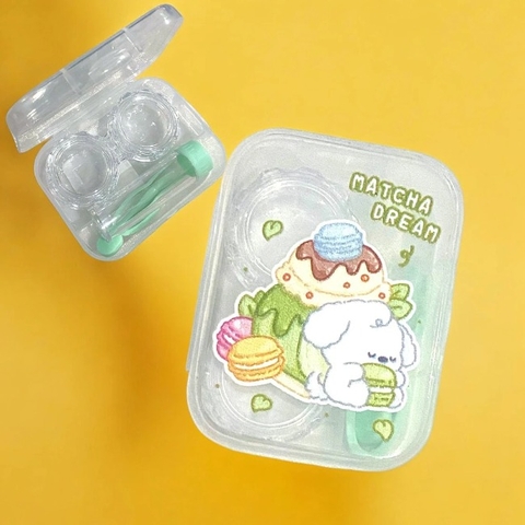 17.4 Hộp đựng lens trong suốt kèm dụng cụ họa tiết hoạt hình