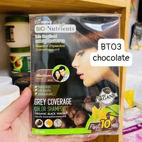Gói gội nhuộm phủ bạc Bio Nutrients Color Shampoo 30ml