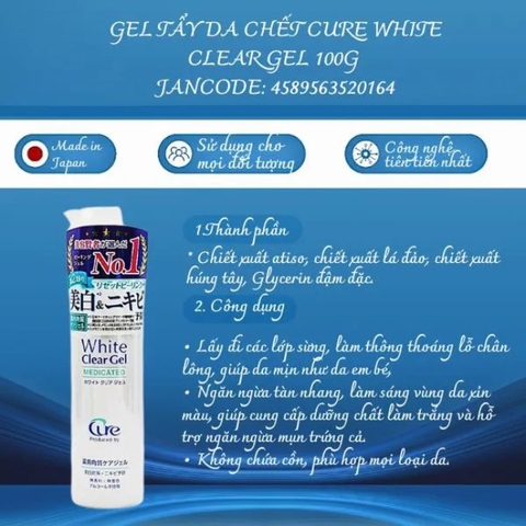 Gel tẩy da chết Cure White Clear Gel 100g