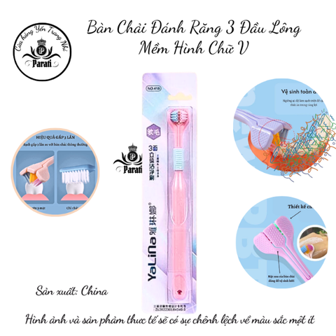 B8. Bàn Chải Đánh Răng 3 Đầu Lông Mềm Hình Chữ V