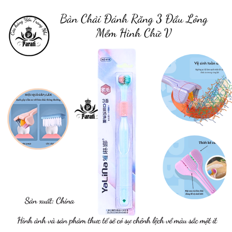 B8. Bàn Chải Đánh Răng 3 Đầu Lông Mềm Hình Chữ V