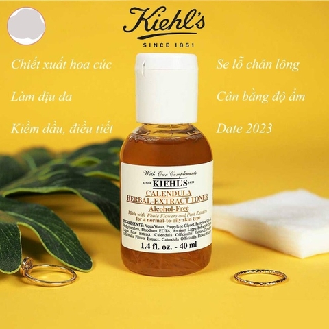 Nước Hoa Hồng, Hoa Cúc Kiểm Soát  Dầu, Cân Bằng pH Kiehl's Calendula Herbal Extract Toner Alcohol Free40ml