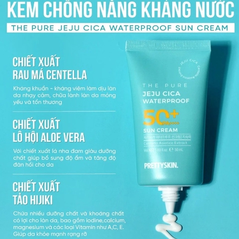 Kem chống nắng kháng nước PrettySkin The Pure Jeju Cica Waterproof Sun Cream 50ml