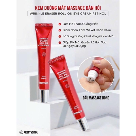 Kem dưỡng da vùng mắt Prettyskin Wrinkle Eraser Roll Eye Cream 30ml