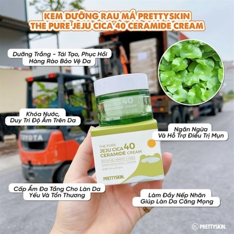 Kem Dưỡng Phục Hồi Da Rau Má Prettyskin The Pure Jeju Cica 40 Ceramice Cream 52ml