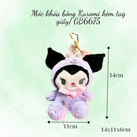 Móc khóa bông Kuromi kèm tag giấy/ GB6675