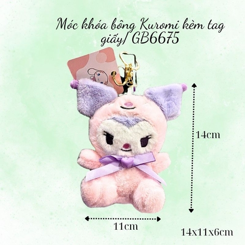 Móc khóa bông Kuromi kèm tag giấy/ GB6675