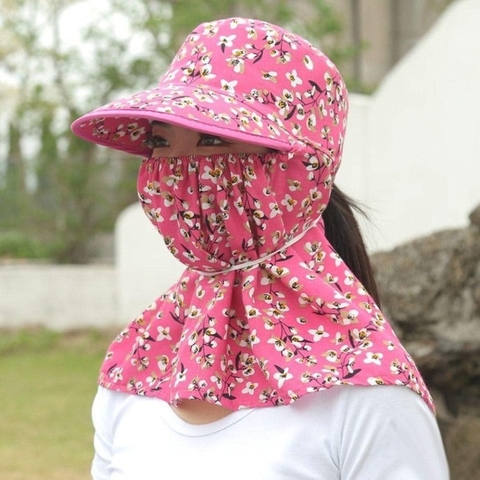 Nón Trùm Đầu Chống Nắng Hoa Hở Sau