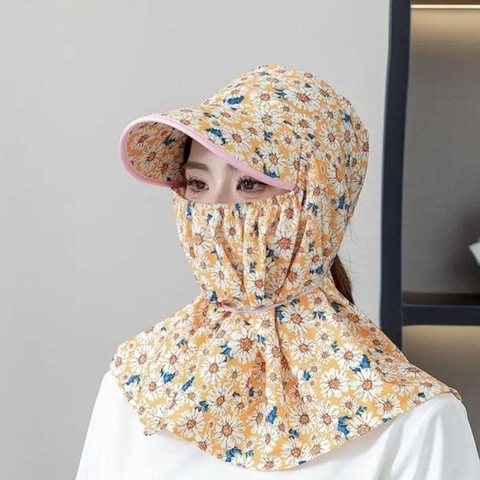 Nón Trùm Đầu Chống Nắng Hoa Hở Sau