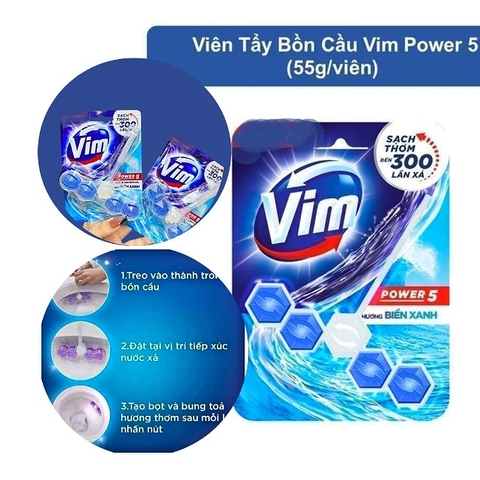 B8.12 Viên tẩy sạch khuẩn bồn cầu hương chanh thơm mát Vim power G