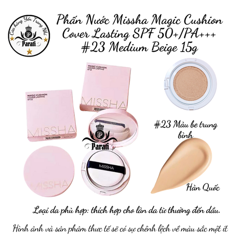 Phấn Nước Missha Magic Cushion Cover Lasting SPF 50+/PA+++#23 Medium Beige 15g
