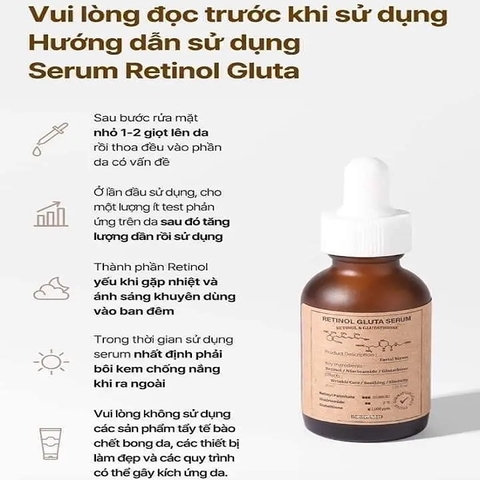 Serum Bergamo Premium Retinol Gluta Dưỡng Trắng, Giảm Nếp Nhăn, Giảm Mụn 30ml