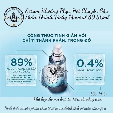 Serum Khoáng Phục Hồi Chuyên Sâu  Thần Thánh Vichy Mineral 89 Pháp 50ml