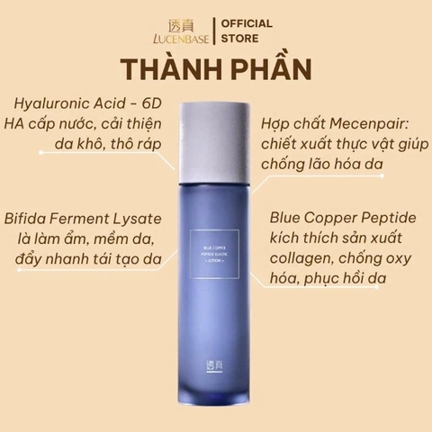 Nước Hoa Hồng Lucenbase Blue Copper Peptide Cấp Ẩm, Giảm Viêm, Chống Lão Hoá 120ml