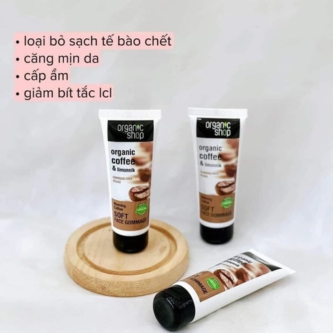 HLK Tẩy tế bào chết da mặt Coffe Organic chiết xuất từ cà phê Chính hãng Nga 75ml