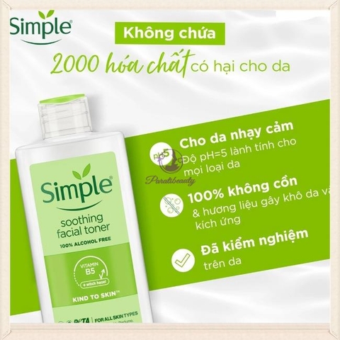 Toner Cân Bằng Độ Ẩm Cho Da Simple Kind to Skin Soothing Facial Toner 200ml