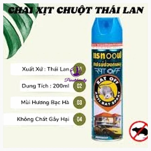 S2. Xịt Đuổi Chuột Thái Lan Rat Off Anti Rat Spray 200ml