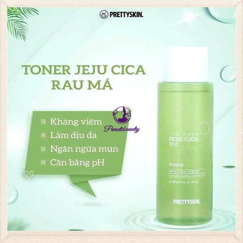 Nước Hoa Hồng Rau Má Prettyskin The Pure Jeji Cica 100 Toner 250ml