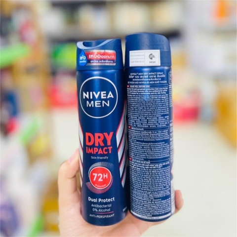 13.11.Xịt khử mùi Nivea Men Dry Impact Skin Friendly 72H 150ml