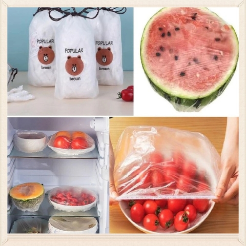 Bịch 100 Màng Bọc Thực Phẩm Gấu Co Giãn Có Chun