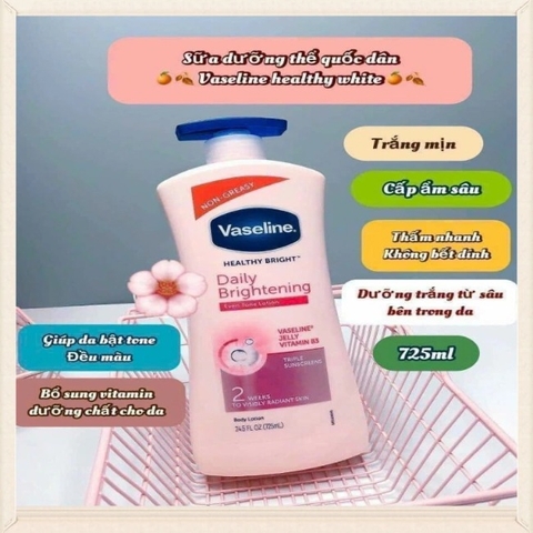 Sữa Dưỡng Thể Nâng Tone Da Vaseline Healthy Bright Daily Brightening 725ml