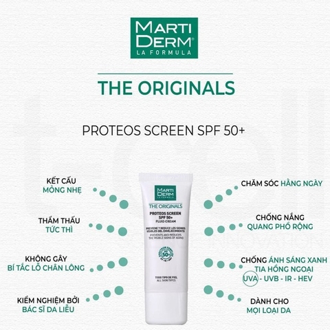 HLK Kem Chống Nắng Dưỡng Ẩm MartiDerm The Proteos Screen SPF50+ 40ml_Tây Ban Nha