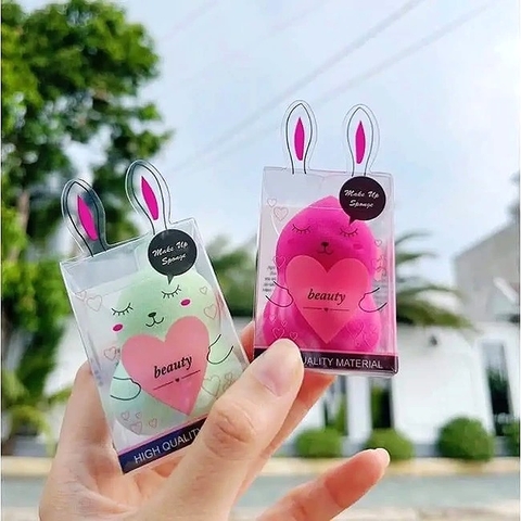 17.2 Mút Hồ Lô Trang Điểm Hình Con Thỏ Kèm Hộp Nhựa Tai Thỏ Dễ Thương