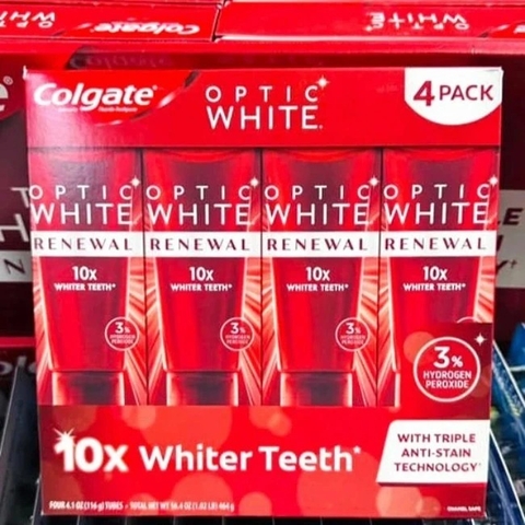 Kem đánh răng Colgate Optic White Renewal 10X màu đỏ 116g
