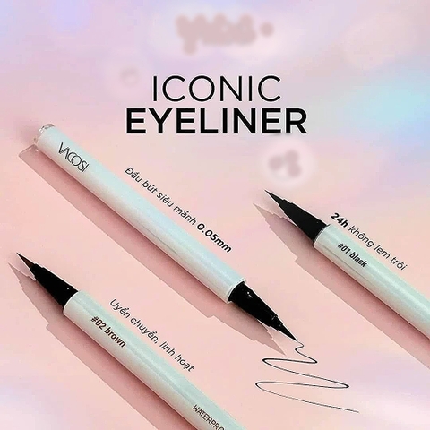 HLK Bút kẻ mắt nước Vacosi 24h không lem Hàn Quốc#01-Đen