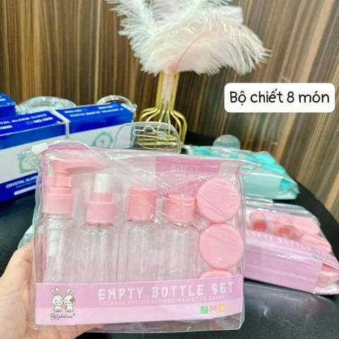 Bộ chiết mỹ phẩm 8 món màu hồng No.1695