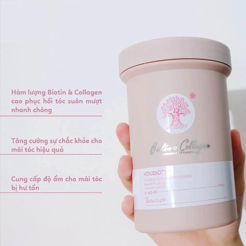 B4. Ủ tóc phục hồi tóc khô, hư tổn Voudioty Biotin & Collagen 500ml