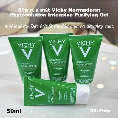 16.10 Sữa rửa mặt mini làm sạch sâu, giảm bã nhờn Vi.chy Normaderm Phytosolution Intensive Purifying Gel 50ml