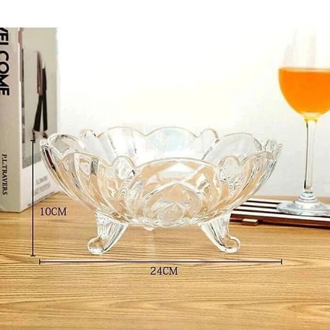 ST2. Thố thủy tinh 3 chân màu trắng TG26-9