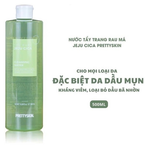 Nước Tẩy Trang Rau Má  PrettySkin The Pure Jeju Cica Cleansing Water 500ml