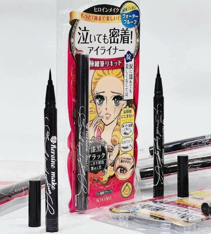 Bút kẻ mắt nước Kissme Heroine nét sắc mảnh, chống trôi 24H#01 Đen