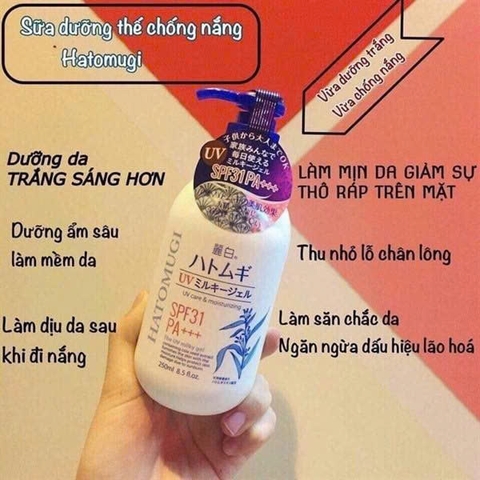 Sữa dưỡng thể chống nắng Reihaku Hatomugi UV Milky Gel SPF 50 PA++++ Pump type 250ml