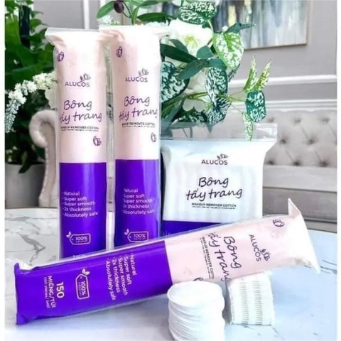 Bịch 150 miếng bông tẩy trang tròn Alucos