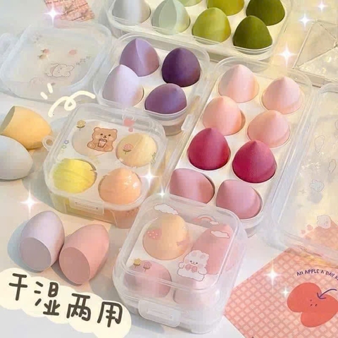 T9. Hộp 4 mút trang điểm nhiều màu