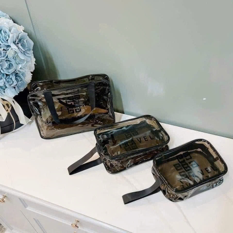 B7.3 Sét 3 túi nhựa đựng mỹ phẩm trong suốt cao cấp