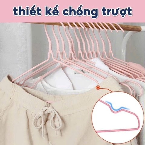 Sét 10 móc phơi quần áo màu hồng 40cm