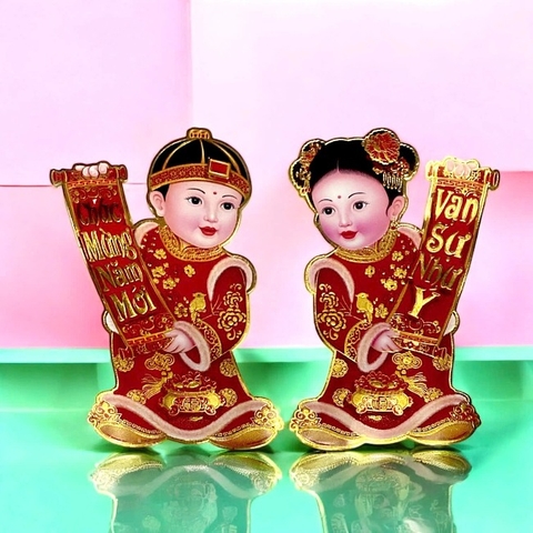 Cặp Decal Tiên Đồng Ngọcc Nữ Dán Trang Trí Tết 48cm